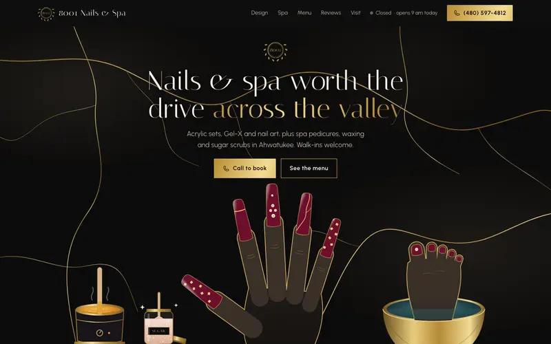 8001 Nails & Spa website, first screen