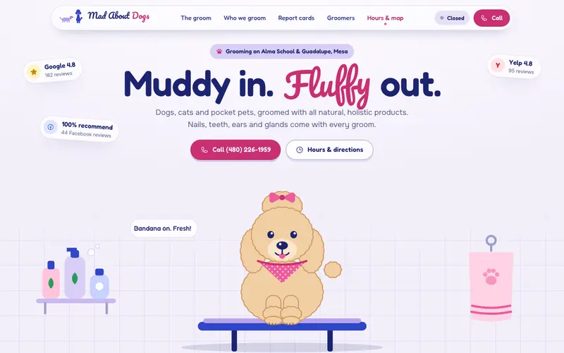 Mad About Dogs website, first screen