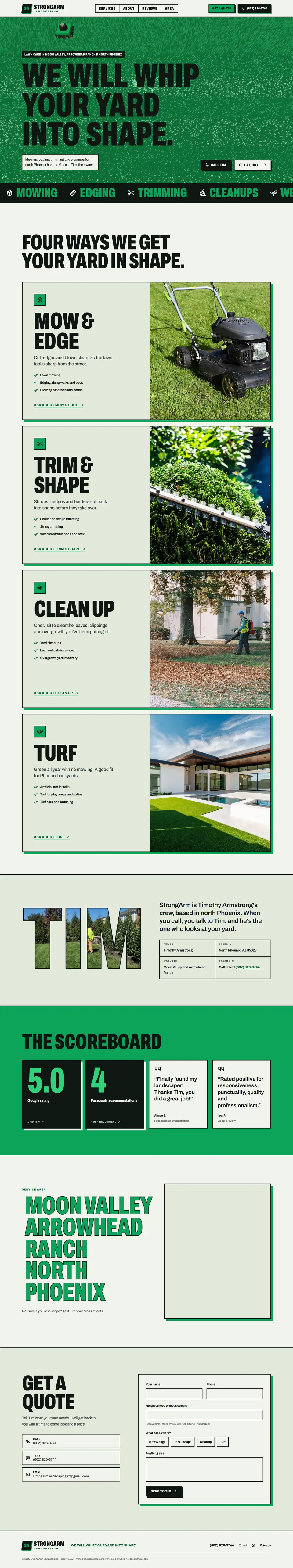 StrongArm Landscaping: expressive · bold landscaping website