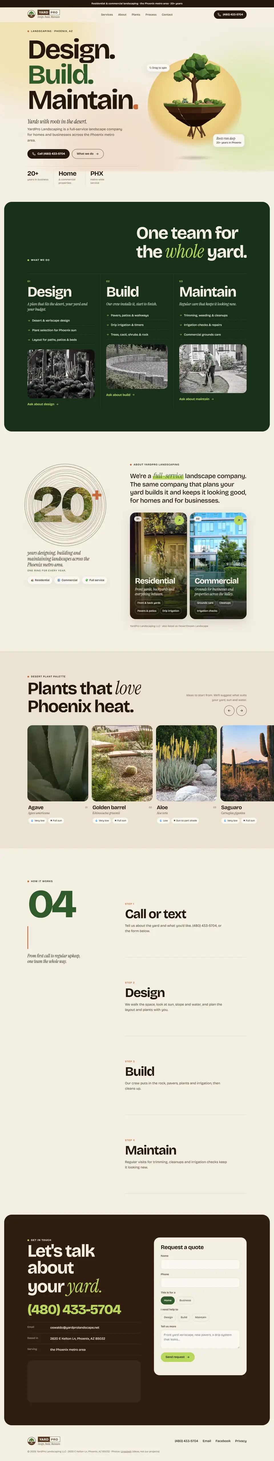 YardPro Landscaping: editorial · warm landscaping website